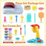 Color Dough Ice Cream Pizza Maker Set for Kids