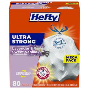 Hefty Ultra Strong Lavender-Scented Trash Bags, 80 Count