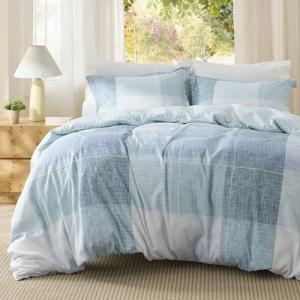 Bedsure Duvet Cover King Size - Gingham Reversible Buffalo Plaid Duvet Cover Set with Zipper Closure, 3 Pieces Blue Bedding Set with 8 Corner Ties and 2 Pillow Shams 20"x36"