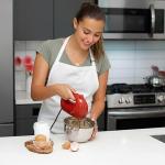 OVENTE 5-Speed Electric Hand Mixer with Stainless Steel Mixing Whisk, Snap-On Storage Case, Portable & Lightweight 150W Motor, Compact Handheld Mixer for Baking, Blending or Cooking, Red HM151R