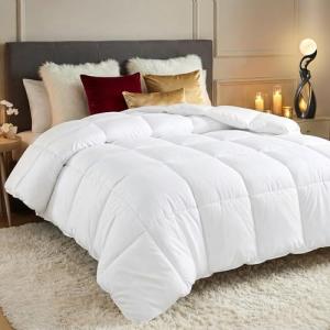 Utopia Bedding Comforters Queen Size, All Season Duvet Insert, Down Alternative Box Stitched Bed Comforter with Corner Tabs, Machine Washable (White)