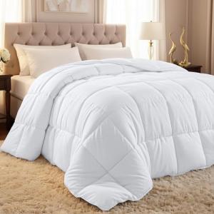 Utopia Bedding Comforter Duvet Insert, Quilted Comforter with Corner Tabs, Box Stitched Down Alternative Comforters Queen Size (White)