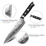 SHAN ZU Damascus Knife Set, Japanese Super Steel 3 PCS Damascus High Carbon Professional Ultra-Sharp Kitchen Chef Knife Set with G10 Handle Gift Box