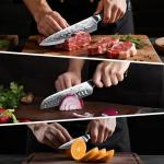 SHAN ZU Damascus Knife Set, Japanese Super Steel 3 PCS Damascus High Carbon Professional Ultra-Sharp Kitchen Chef Knife Set with G10 Handle Gift Box