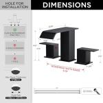 FORIOUS Bathroom Faucets 3 Hole,Matte Black 8 Inch Widespread Bathroom Sink Faucet Waterfall Spout, with Pop Up Drain and Water Supply, Suitable for Vanity Rv Commercial Lavatory Restroom