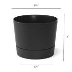 Root & Vessel Majestic Mid-Century Modern Low Profile Cylinder Pot, Matte Black, 6.5"