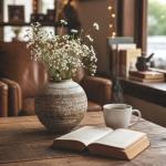 DIF DECO Ceramic Farmhouse Vase Rustic Decor,Pottery Decorative Flower Vases for Home Decor,Boho Vase for Table, Living Room,Bathroom,Shelf,Mantel Decoration,5.5 inch