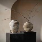 DIF DECO Ceramic Farmhouse Vase Rustic Decor,Pottery Decorative Flower Vases for Home Decor,Boho Vase for Table, Living Room,Bathroom,Shelf,Mantel Decoration,5.5 inch