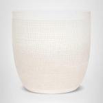 Creative Co-Op Large Matte White Embossed Stoneware Planter
