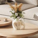 Zormon Heart Shaped White Ceramic Vase Set of 2