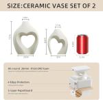 Zormon Heart Shaped White Ceramic Vase Set of 2