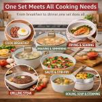 Bazova 24 Pcs Pots and Pans Set Non Stick Ceramic Cookware Set,Healthy Non Toxic Kitchen Cookware Sets with Large Capacity,Induction Compatible,PFAS/PTFE/PFOA/PFOS Free,Cream White