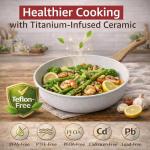 Bazova 24 Pcs Pots and Pans Set Non Stick Ceramic Cookware Set,Healthy Non Toxic Kitchen Cookware Sets with Large Capacity,Induction Compatible,PFAS/PTFE/PFOA/PFOS Free,Cream White