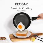 BECIGAR 8pcs Black Ceramic Pots and Pans Set, Cooking Pan Set,Cooking Pot Set Ceramic Pan Set, Nonstick Cookware Set, Induction Safe Kitchen Cooking Set with Frying Pans, Saucepans, shovel and Ladle