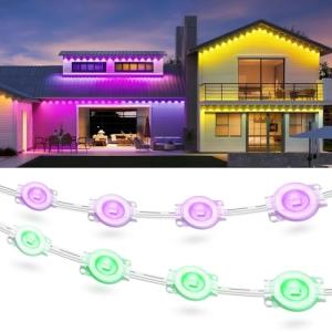 Fussion 200ft Permanent Outdoor Lights for House, 2025 Smart RGB LED Outside Lights with APP Remote Control, IP67 Waterproof Eternity Eaves Lighting for Christmas, Halloween, Holiday, Party, Daily