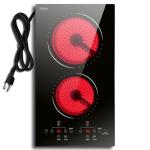 2-Burner Electric Cooktop with Child Safety Lock