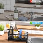 Cisily Black Sponge Holder and Sink Organizer