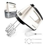 SHARDOR Hand Mixer Electric, 6 Speed & Turbo Mixer Electric Handheld, Snap-On Storage Case,5 Stainless Steel Accessories for Whipping, Mixing Cookies, Brownie, Cakes, Dough Batters, White
