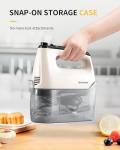 SHARDOR Hand Mixer Electric, 6 Speed & Turbo Mixer Electric Handheld, Snap-On Storage Case,5 Stainless Steel Accessories for Whipping, Mixing Cookies, Brownie, Cakes, Dough Batters, White