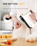 SHARDOR Hand Mixer Electric, 6 Speed & Turbo Mixer Electric Handheld, Snap-On Storage Case,5 Stainless Steel Accessories for Whipping, Mixing Cookies, Brownie, Cakes, Dough Batters, White