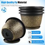 8 Inch Plant Pots, 4 Pack Flower Pot Outdoor with Drainage Holes & Trays, Retro Antique Imitation Decorative Garden Plastic Planters Pots for Plants Indoor Sets for Houseplants