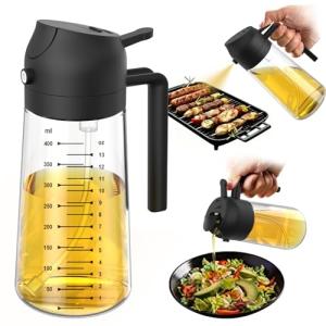 16oz Glass Olive Oil Sprayer for Cooking - Black