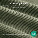 LIKIMIO 118" Modern L-Shaped Modular Sectional Sofa for Living Room, Corduroy Upholstery Green, Oversized 3-Seater Couch with Deep Seat and Movable Ottoman – No Assembly