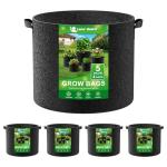 Land Guard 4-Pack Fabric Grow Bags 5 Gallon, Thickened Nonwoven Garden Pots, Growing Bags with Handles, Black