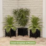 Pure Garden Lattice Design Planter Box – 14.75-Inch-Square Decorative Outdoor Flower or Plant Pot – Front Porch, Patio, and Garden Decor (Black)