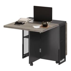 Space Saving Folding Dining Table with 2 Tier Storage-Extendable Drop Leaf Farmhouse Kitchen Dining Room Tables Set for 4, Collapsible Expandable Rectangle (Carlo Grey, 47.2"D x 23.6"W x 29.5"H)