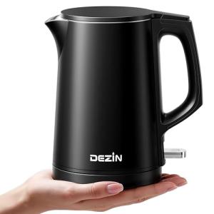 Dezin Electric Kettle, 0.8L Portable Travel Kettle with Double Wall Construction, 304 Stainless Steel Electric Tea Kettle for Business Trip, Small Electric Kettle with Auto Shut-Off (Without Cup)
