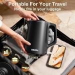 Dezin Electric Kettle, 0.8L Portable Travel Kettle with Double Wall Construction, 304 Stainless Steel Electric Tea Kettle for Business Trip, Small Electric Kettle with Auto Shut-Off (Without Cup)