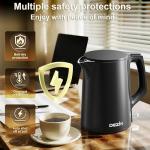 Dezin Electric Kettle, 0.8L Portable Travel Kettle with Double Wall Construction, 304 Stainless Steel Electric Tea Kettle for Business Trip, Small Electric Kettle with Auto Shut-Off (Without Cup)