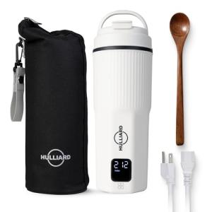 HULLIARD Travel Electric Kettle - 316 Stainless Steel, Portable Tea Kettle & Water Heater, 450ml Portable Water Boiler, 6 Temperature Settings, Auto Shut-Off, Universal Voltage (100-240V)