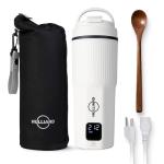 HULLIARD Travel Electric Kettle - 316 Stainless Steel, Portable Tea Kettle & Water Heater, 450ml Portable Water Boiler, 6 Temperature Settings, Auto Shut-Off, Universal Voltage (100-240V)