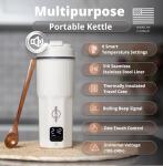 HULLIARD Travel Electric Kettle - 316 Stainless Steel, Portable Tea Kettle & Water Heater, 450ml Portable Water Boiler, 6 Temperature Settings, Auto Shut-Off, Universal Voltage (100-240V)