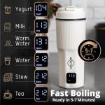 HULLIARD Travel Electric Kettle - 316 Stainless Steel, Portable Tea Kettle & Water Heater, 450ml Portable Water Boiler, 6 Temperature Settings, Auto Shut-Off, Universal Voltage (100-240V)