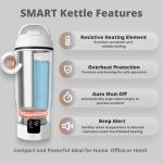 HULLIARD Travel Electric Kettle - 316 Stainless Steel, Portable Tea Kettle & Water Heater, 450ml Portable Water Boiler, 6 Temperature Settings, Auto Shut-Off, Universal Voltage (100-240V)