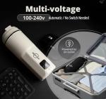 HULLIARD Travel Electric Kettle - 316 Stainless Steel, Portable Tea Kettle & Water Heater, 450ml Portable Water Boiler, 6 Temperature Settings, Auto Shut-Off, Universal Voltage (100-240V)