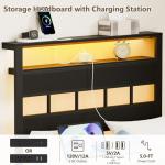 Twin Bed Frame with Charging Station and LED Lights