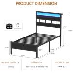 Twin Bed Frame with Charging Station and LED Lights