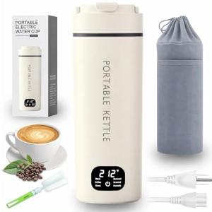 HOWDIANQY Dual Voltage Portable Electric Kettle Travel Hot Water for Tea, Coffee, 6 Temperature Controls and LCD Display, 316 Stainless Steel and 450ml, Auto Shut Off & Boil Dry Protection