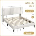Beige Upholstered Queen Bed Frame with Headboard