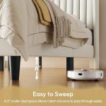 Beige Upholstered Queen Bed Frame with Headboard