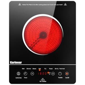 Karinear Single Burner Electric Cooktop with Timer