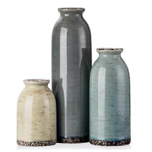 Set of 3 Multicolor Ceramic Vases for Decor