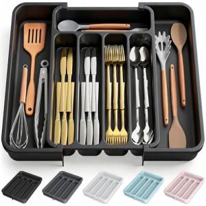 Aujen Expandable Silverware Organizer - Black