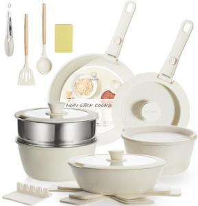 BECIGAR 21PCS Pots and Pans Set Ceramic, Pots and Pans Set Non Stick, Removable Handle, Stackable, Nonstick Cookware Set, Non Stick for Cooking