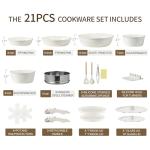 BECIGAR 21PCS Pots and Pans Set Ceramic, Pots and Pans Set Non Stick, Removable Handle, Stackable, Nonstick Cookware Set, Non Stick for Cooking