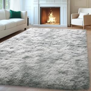 Mugorn 8x10 Area Rugs for Living Room, Large Fluffy Rugs for Bedroom, Soft Carpet Shag Kids Room Rug, Non-Slip Fuzzy Rugs Indoor (Grey Tie-Dyed, 8ft x 10ft)